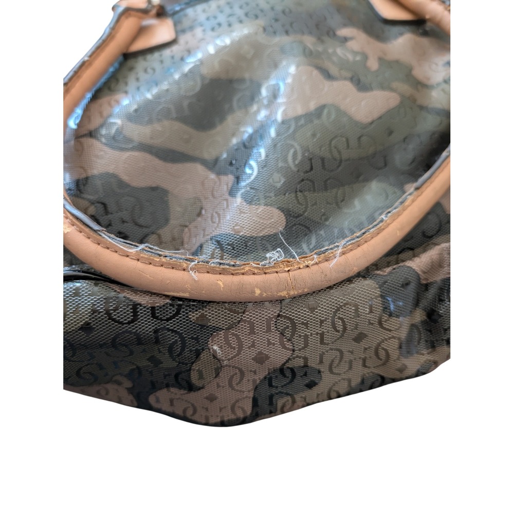 Guess EUC Camo Monogram Studded Tote Bag Green Brown Tan Handbag F4 - Picture 4 of 5
